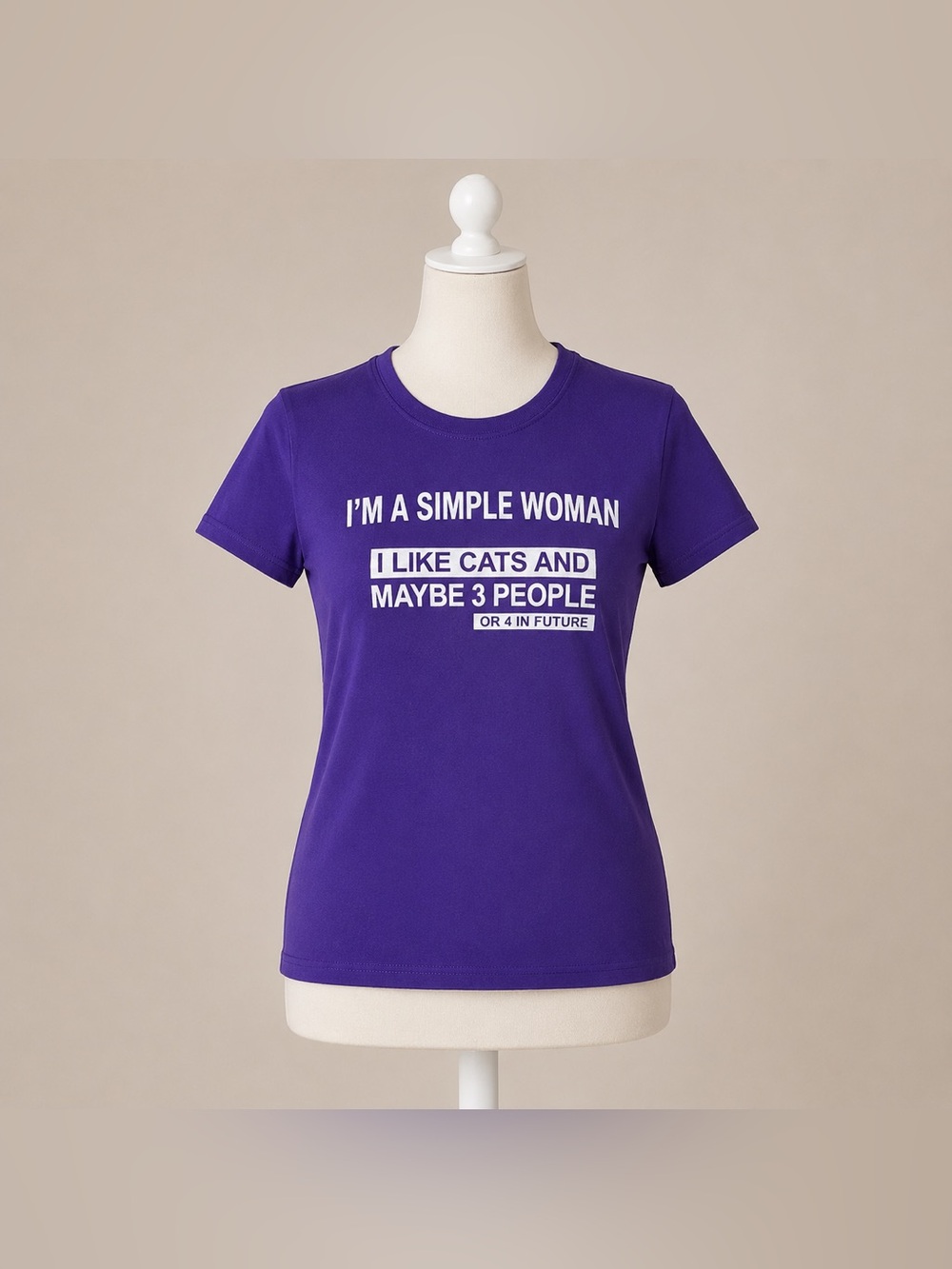 Funny Cat Lover Graphic Tee Purple “I Like Cats & Maybe 3 People” S